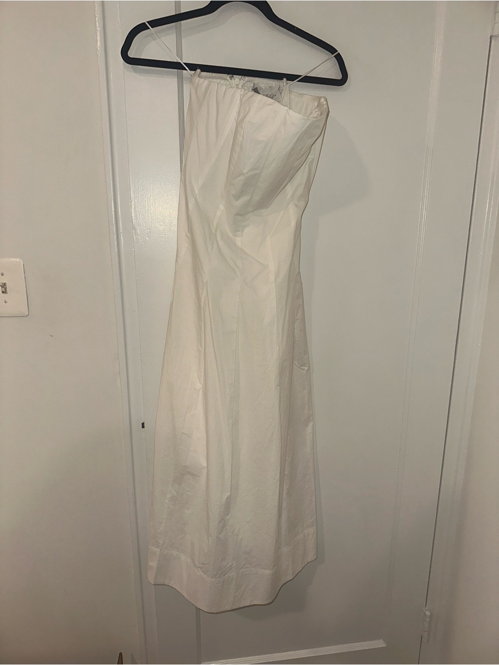 Strapless White Midi Dress - Sleek Minimalist Design